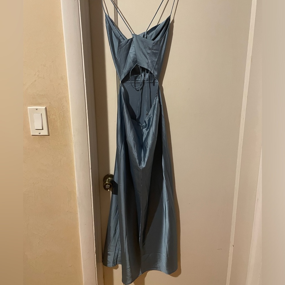 SOLD Satin Dress NWT Blue XS Runaway The Label - Picture 10 of 11